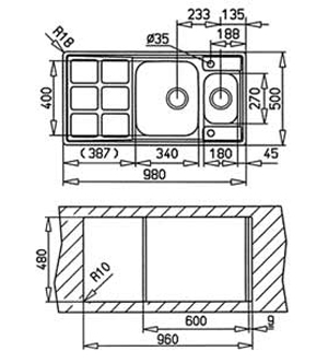Схема встраивания Teka Cuadro 60B